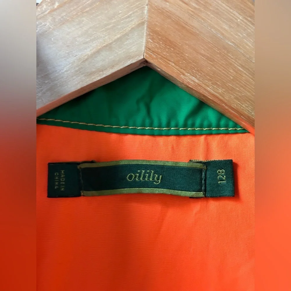 Oilily Kids Jacket Green and Brown Vintage Moto Racing Style Jacket w Patches
